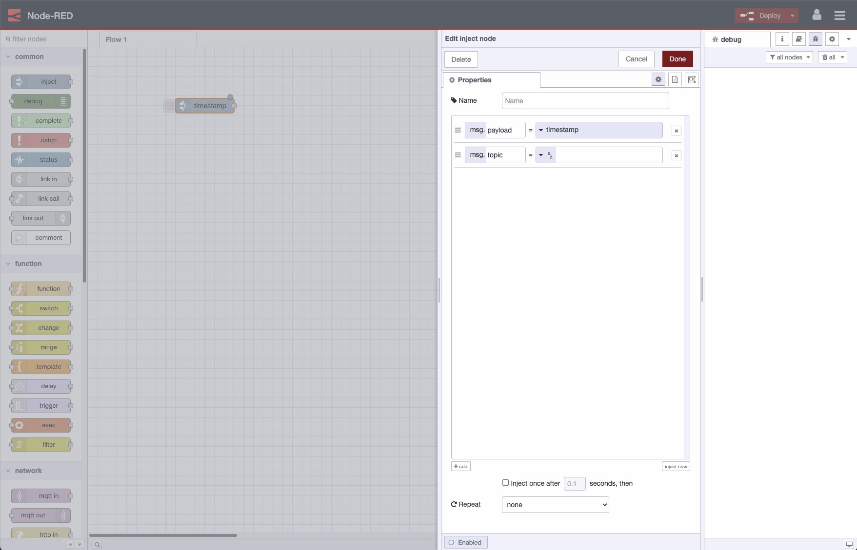 "Screenshot showing the FlowFuse theme when the Node-RED 3.0 stack is selected"